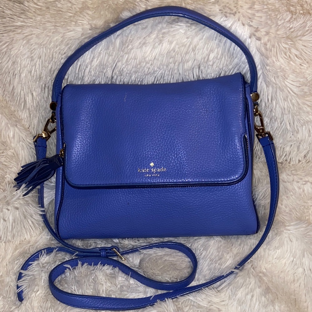 Kate Spade Crossbody with Handle periwinkle blue Leather, strap is detachable